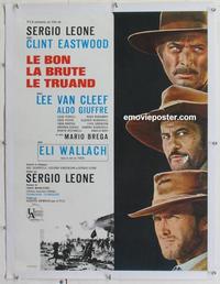 d093 GOOD, THE BAD & THE UGLY linen French movie poster '68 Eastwood