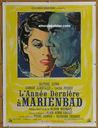 d096 LAST YEAR AT MARIENBAD linen French movie poster '62 Alain Resnais