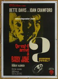 d104 WHAT EVER HAPPENED TO BABY JANE linen French movie poster '62