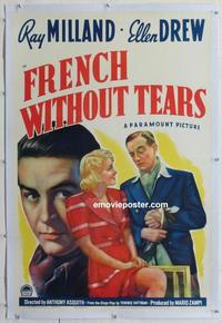 d351 FRENCH WITHOUT TEARS linen one-sheet movie poster '40 Ray Milland, Drew