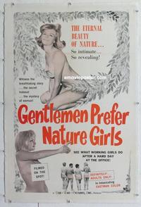 d352 GENTLEMEN PREFER NATURE GIRLS linen one-sheet movie poster '62 sexy!