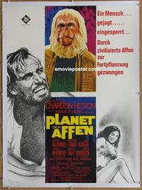 d122 PLANET OF THE APES linen German movie poster '68 Charlton Heston
