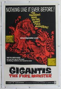 d353 GIGANTIS THE FIRE MONSTER linen one-sheet movie poster '59 Godzilla!