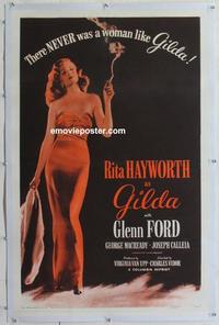 d354 GILDA linen one-sheet movie poster R50 super sexy Rita Hayworth image!