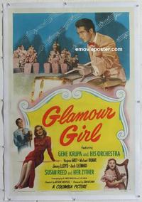 d357 GLAMOUR GIRL linen one-sheet movie poster '48 Gene Krupa, Virginia Grey