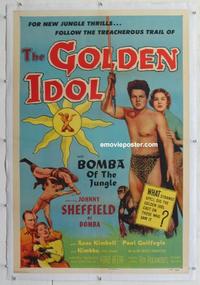 d358 GOLDEN IDOL linen one-sheet movie poster '54 Johnny Sheffield as Bomba!
