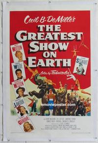 d363 GREATEST SHOW ON EARTH linen one-sheet movie poster '52 CB DeMille