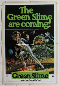 d364 GREEN SLIME linen one-sheet movie poster '69 classic cheesy sci-fi!