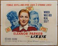 d283 LIZZIE linen half-sheet movie poster '57 Eleanor Parker, Richard Boone