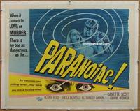 d284 PARANOIAC linen half-sheet movie poster '63 Oliver Reed, Hammer horror!