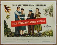 d287 TROUBLE WITH HARRY linen half-sheet movie poster '55 Alfred Hitchcock