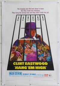 d367 HANG 'EM HIGH linen one-sheet movie poster '68 Clint Eastwood classic!