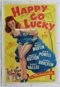 d368 HAPPY GO LUCKY linen one-sheet movie poster '43 sexy Mary Martin!