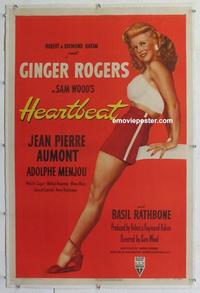 d370 HEARTBEAT linen one-sheet movie poster '46 sexy Ginger Rogers!