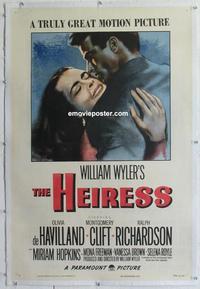 d371 HEIRESS linen one-sheet movie poster '49 William Wyler, de Havilland