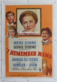 d376 I REMEMBER MAMA linen one-sheet movie poster '48 Irene Dunne, Bel-Geddes