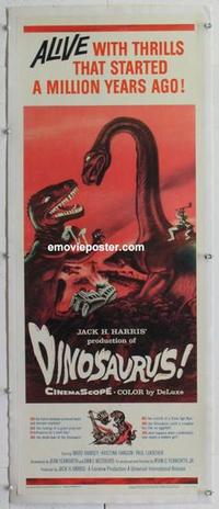 d267 DINOSAURUS linen insert movie poster '60 prehistoric monsters!