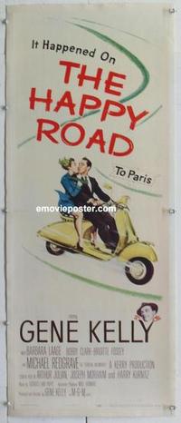 d268 HAPPY ROAD linen insert movie poster '57 Gene Kelly, Barbara Laage