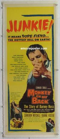 d269 MONKEY ON MY BACK linen insert movie poster '57 drug classic!