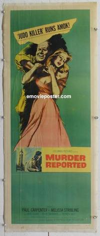 d270 MURDER REPORTED linen insert movie poster '58 Judo Killer!
