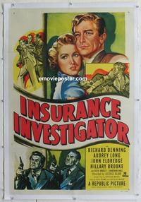 d379 INSURANCE INVESTIGATOR linen one-sheet movie poster '51 Richard Denning