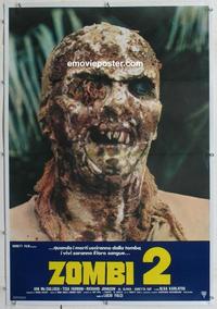 d126 ZOMBI 2 linen Italian one-sheet movie poster '79 Lucio Fulci, horror!