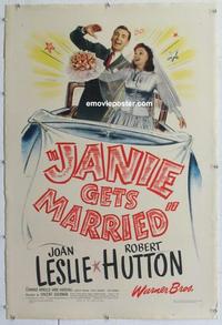 d383 JANIE GETS MARRIED linen one-sheet movie poster '46 Joan Leslie, Hutton