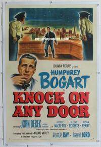 d388 KNOCK ON ANY DOOR linen one-sheet movie poster '49 Humphrey Bogart