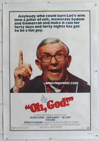 d404 OH GOD linen one-sheet movie poster '77 great George Burns image!