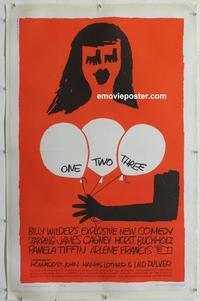d406 ONE TWO THREE linen one-sheet movie poster '62 Billy Wilder, Saul Bass
