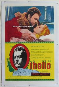 d408 OTHELLO linen one-sheet movie poster '55 Orson Welles, Shakespeare