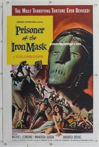 d411 PRISONER OF THE IRON MASK linen one-sheet movie poster '62 Italian AIP!