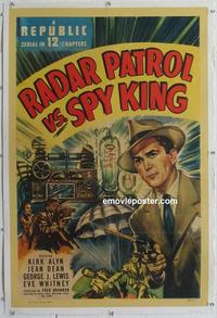 d414 RADAR PATROL VS SPY KING linen one-sheet movie poster '49 whole serial!
