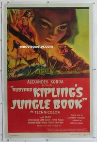d385 JUNGLE BOOK linen one-sheet movie poster R47 Sabu, Rudyard Kipling