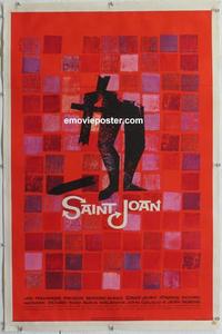 d425 SAINT JOAN linen one-sheet movie poster '57 Jean Seberg, Saul Bass art!