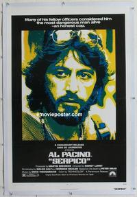 d427 SERPICO linen one-sheet movie poster '74 Al Pacino crime classic!