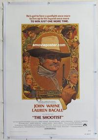 d429 SHOOTIST linen one-sheet movie poster '76 John Wayne, best Amsel art!