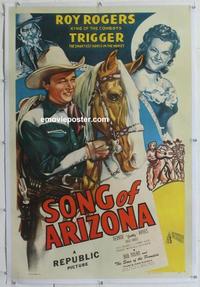 d433 SONG OF ARIZONA linen one-sheet movie poster '46 Roy Rogers, western