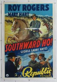 d434 SOUTHWARD HO linen one-sheet movie poster '39 Roy Rogers, Mary Hart