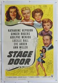 d435 STAGE DOOR linen one-sheet movie poster R53 Kate Hepburn, Ginger Rogers