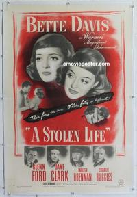 d437 STOLEN LIFE linen one-sheet movie poster '46 Bette Davis, Glenn Ford