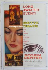 d438 STORM CENTER linen one-sheet movie poster '56 Bette Davis, Brian Keith