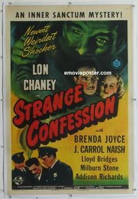 d439 STRANGE CONFESSION linen one-sheet movie poster '45 Lon Chaney Jr.