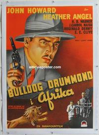 d057 BULLDOG DRUMMOND IN AFRICA linen Swedish movie poster '38 Howard