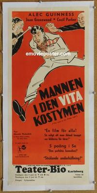 d053 MAN IN THE WHITE SUIT linen Swedish insert movie poster '52 sci-fi