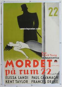 d073 WITHOUT REGRET linen Swedish movie poster '35 Elissa Landi