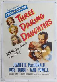 d448 THREE DARING DAUGHTERS linen one-sheet movie poster '48 MacDonald