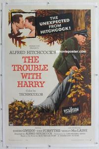 d452 TROUBLE WITH HARRY linen one-sheet movie poster '55 Alfred Hitchcock