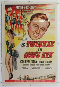 d453 TWINKLE IN GOD'S EYE linen one-sheet movie poster '55 Mickey Rooney