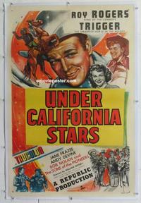 d454 UNDER CALIFORNIA STARS linen one-sheet movie poster '48 Roy Rogers